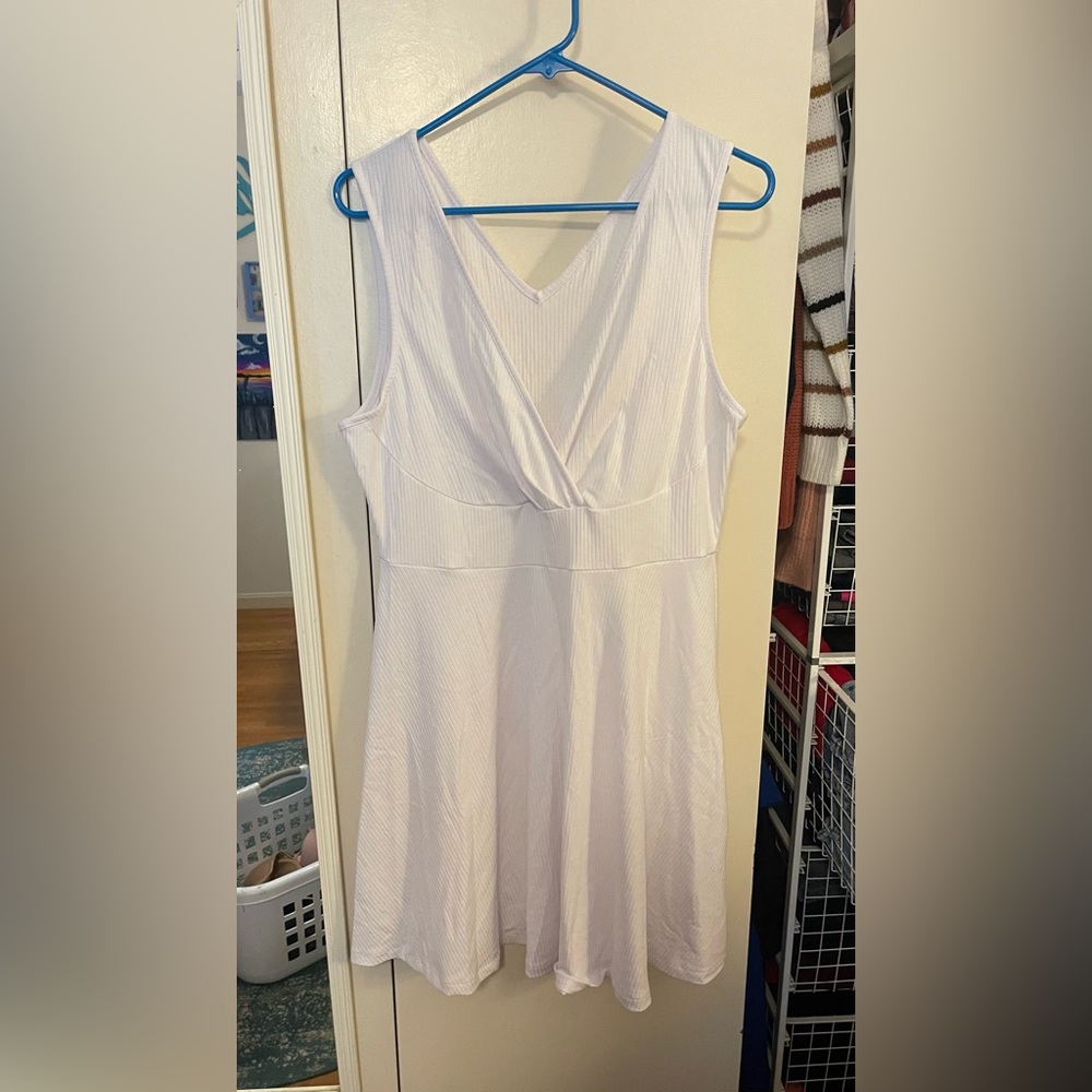White surplice v neck a line flare dress